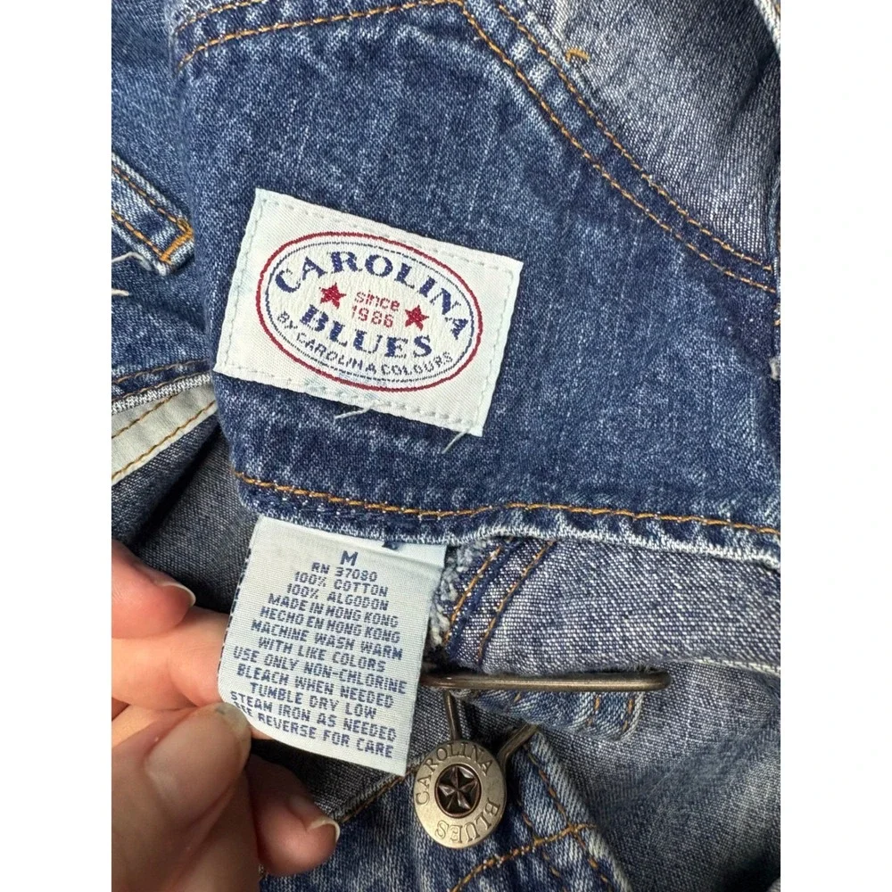 Carolina Blues Vintage Denim Overalls Medium Wash Red Zipper Bib Mens Medium